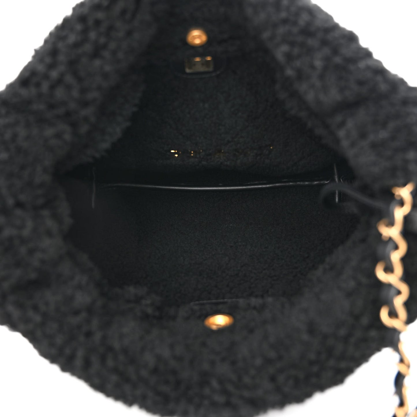Shearling Aged Lambskin Quilted Small Chanel 22 Black