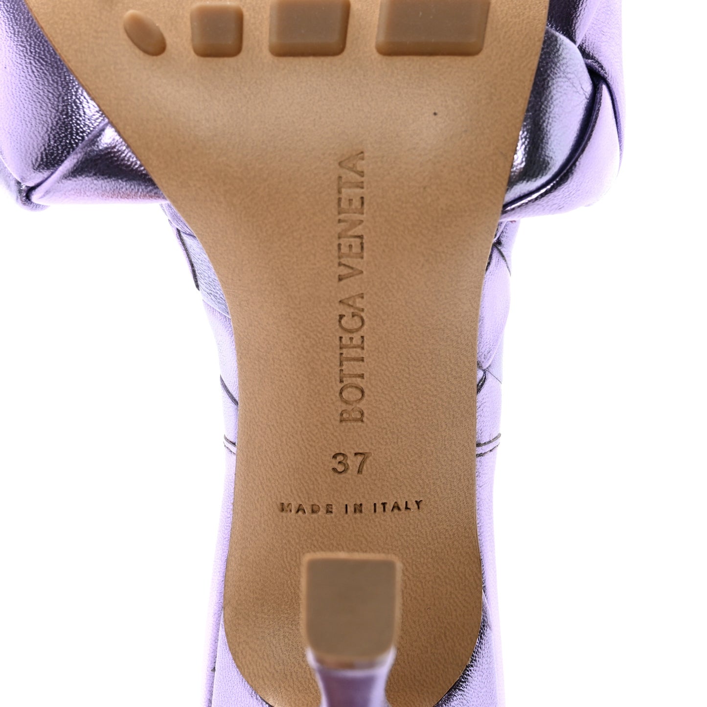Metallic Nappa Maxi Intrecciato Lido Mule Sandals 37 Wisteria