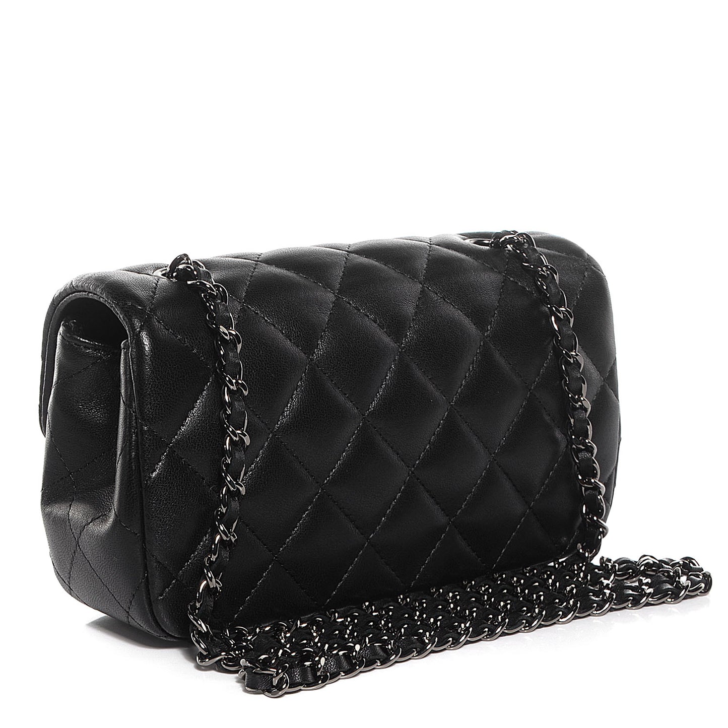 Lambskin Quilted Extra Mini Flap Black