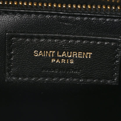 Saint Laurent Calfskin Crocodile Embossed Gaby Satchel Black 6 of 10