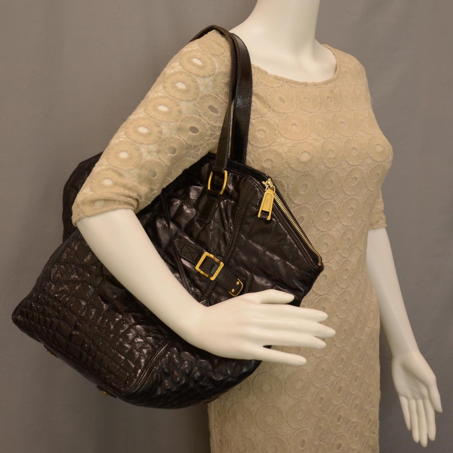 Patent Croc Downtown Tote Black
