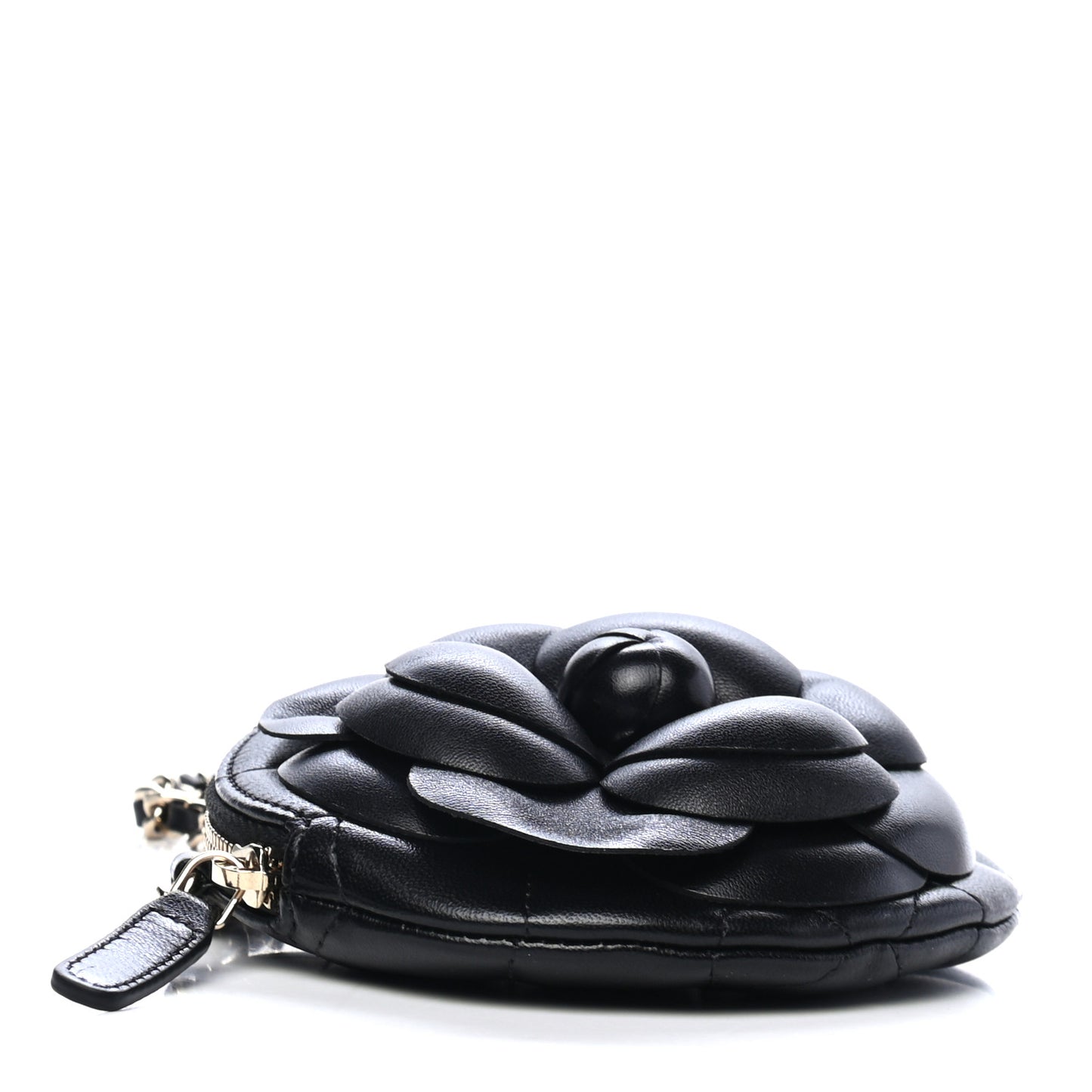 Lambskin Mini Camellia Bouquet Clutch With Chain Black