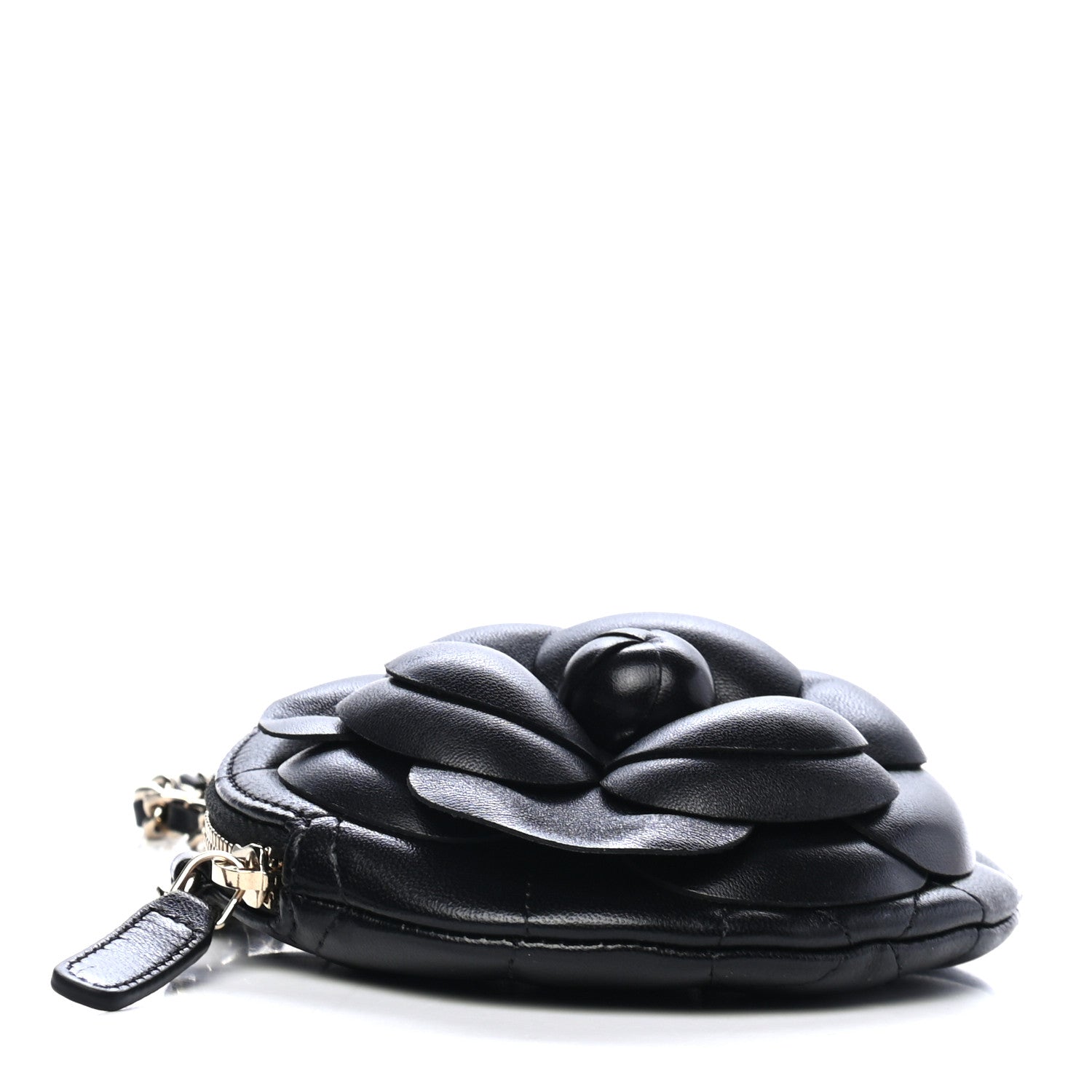 Chanel Lambskin Mini Camellia Bouquet Clutch With Chain Black 3 of 4