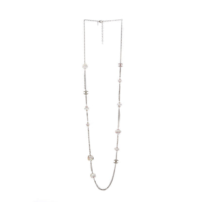 Chanel Resin Crystal Long CC Necklace Light Gold Green Pink 3 of 6