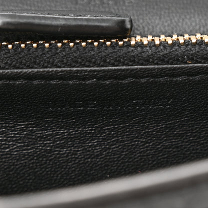 Saint Laurent Calfskin Crocodile Embossed Monogram Chain Card Case Black 7 of 11