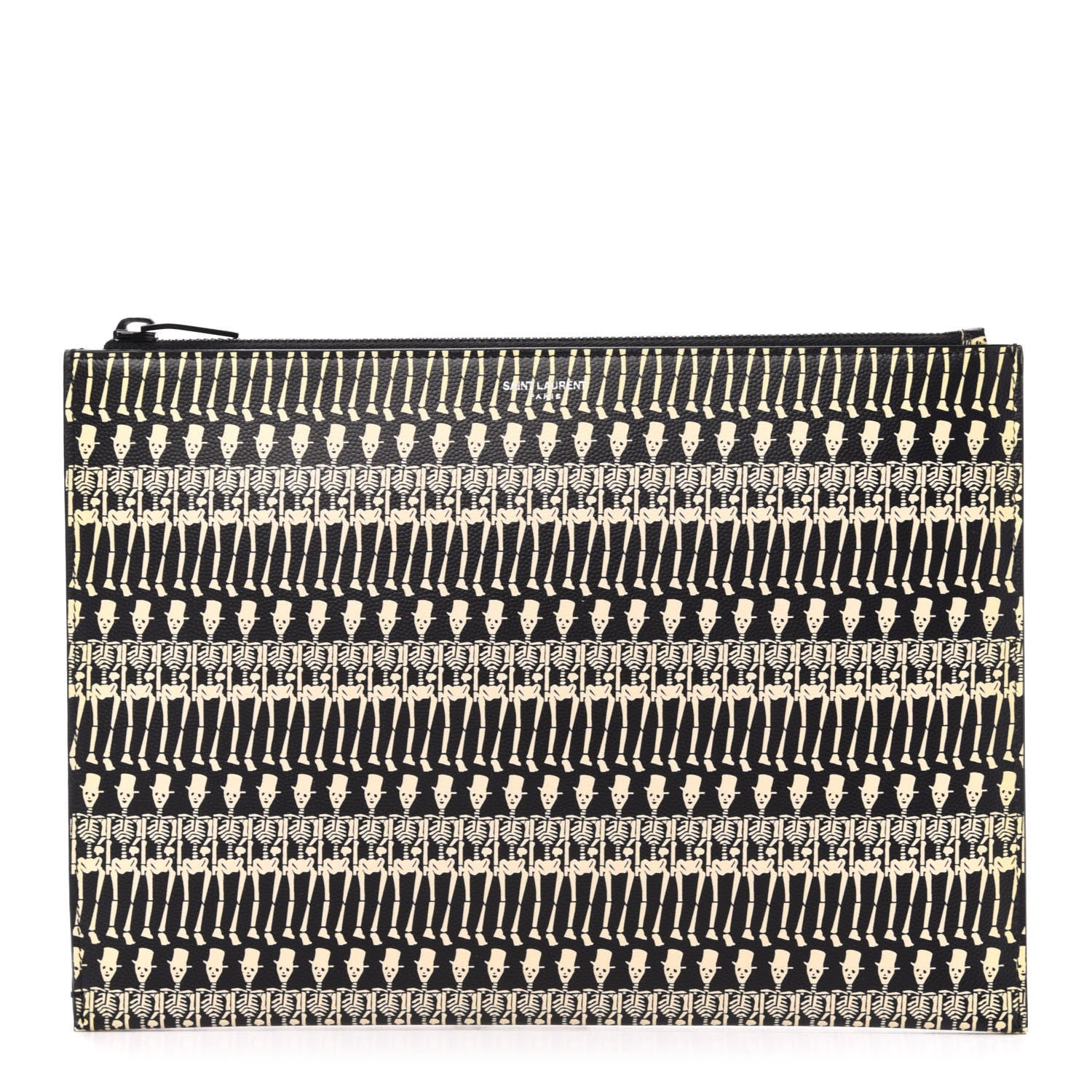 Saint Laurent Grain de Poudre Skeleton Print Zipped Tablet Holder Black 1 of 12