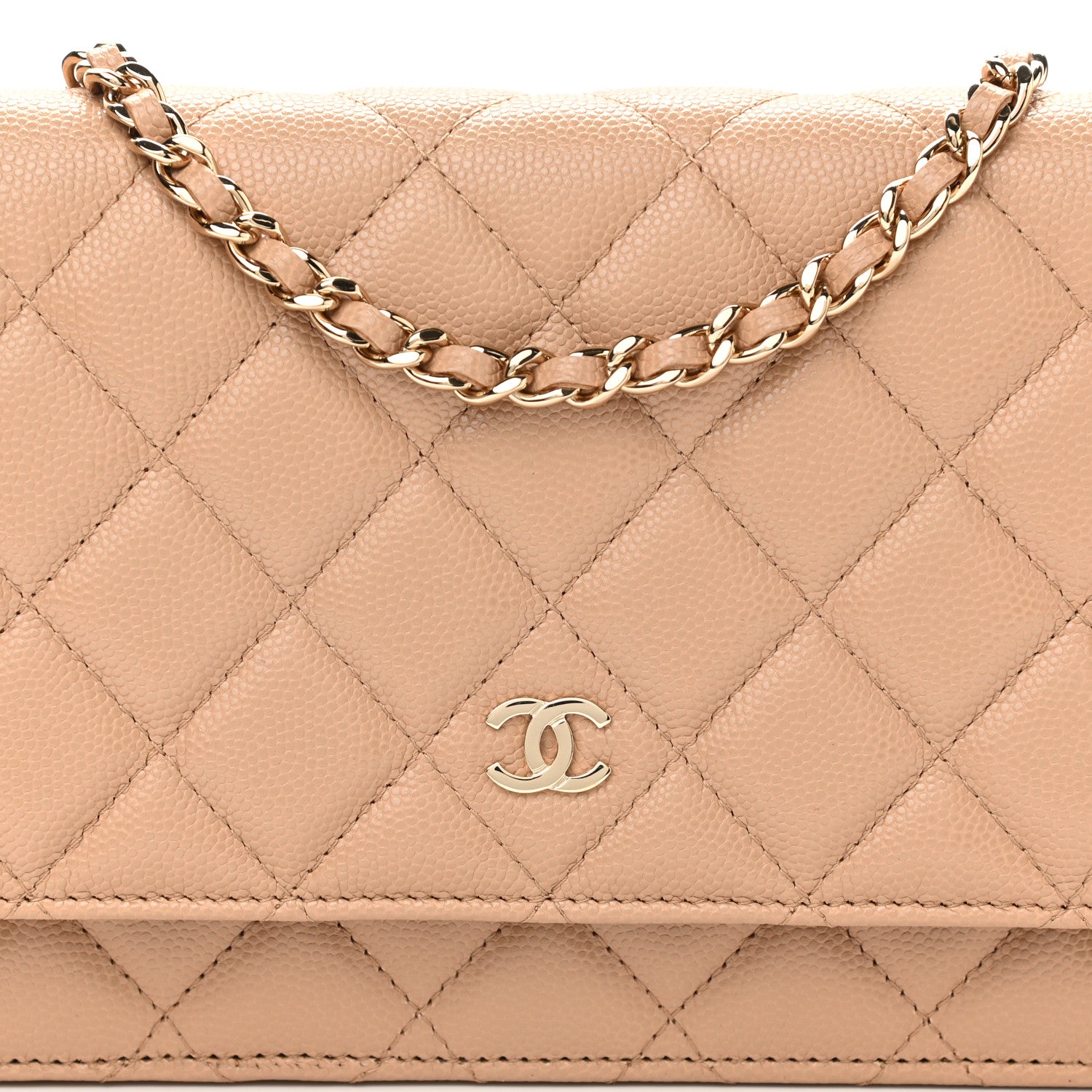 Chanel Caviar Quilted Wallet On Chain WOC Beige 9 of 12
