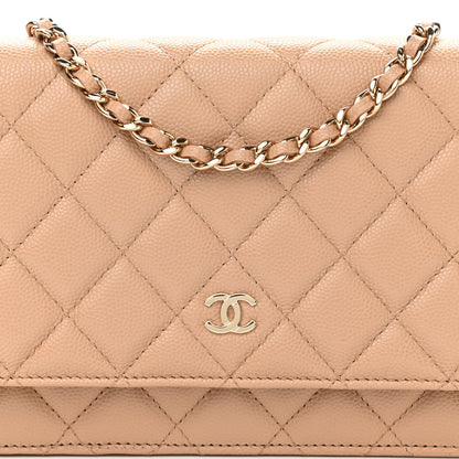Chanel Caviar Quilted Wallet On Chain WOC Beige 9 of 12