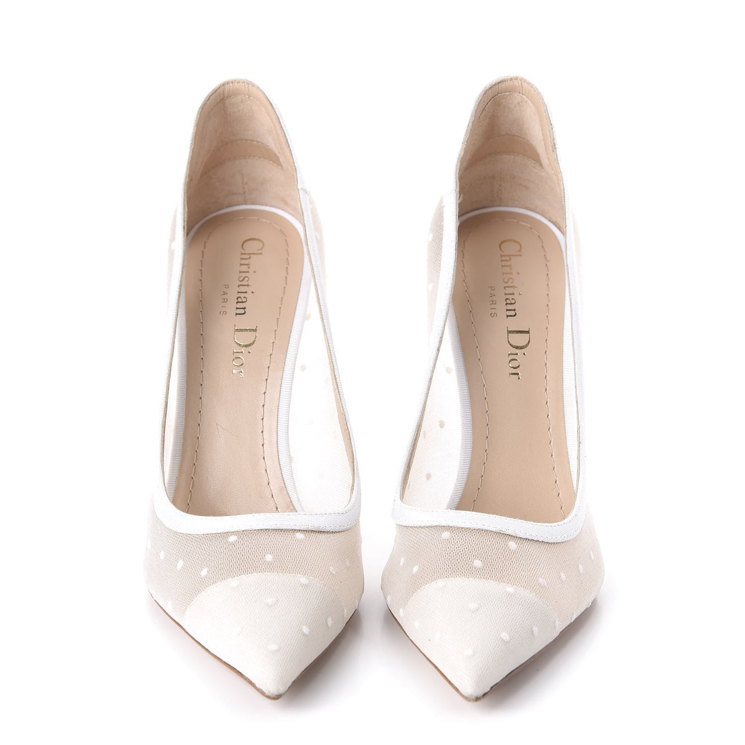 Christian Dior Mesh Plumetis Tulle D-Moi Pumps 36 White 2 of 8