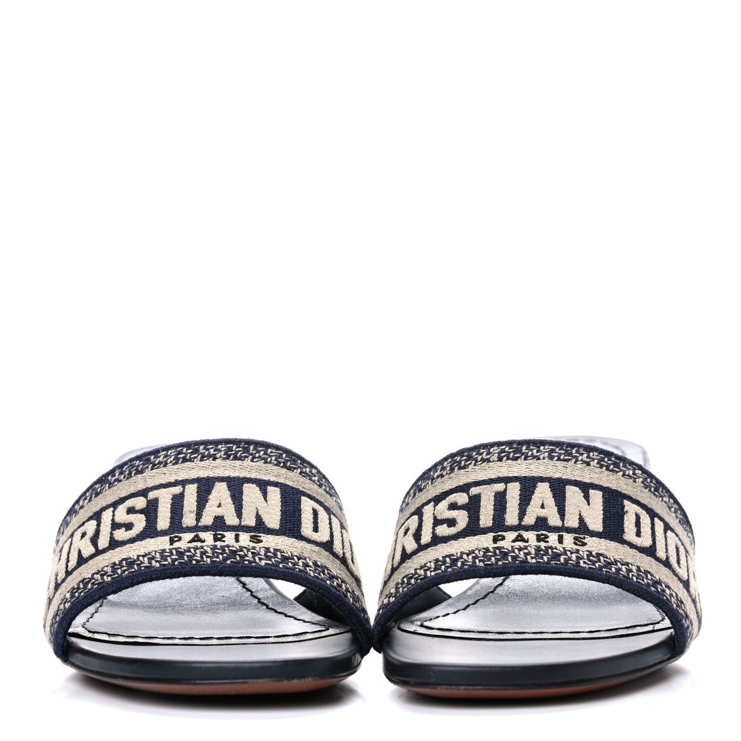 Cotton Embroidered Dway 40mm Slide Sandals 36.5 Deep Blue