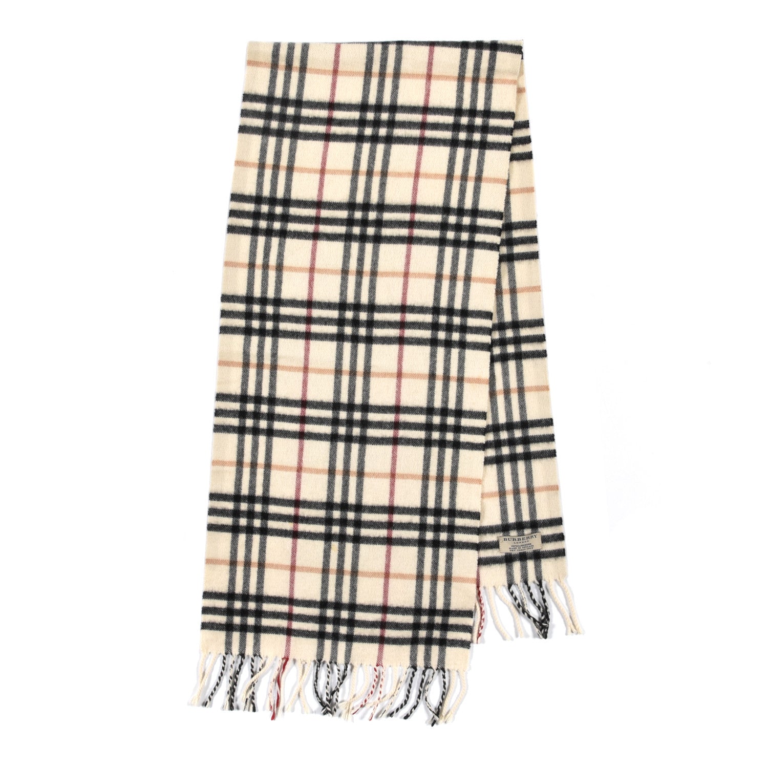 Burberry Cashmere Check Fringe Scarf Stone 2 of 4