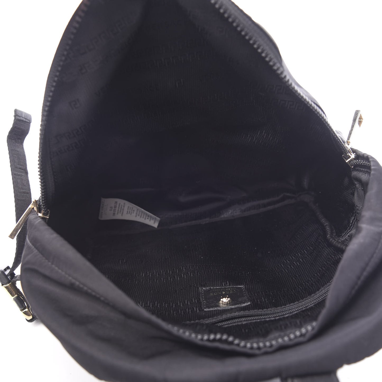 Nylon Goatskin Studded Palazzo Medusa Backpack Black