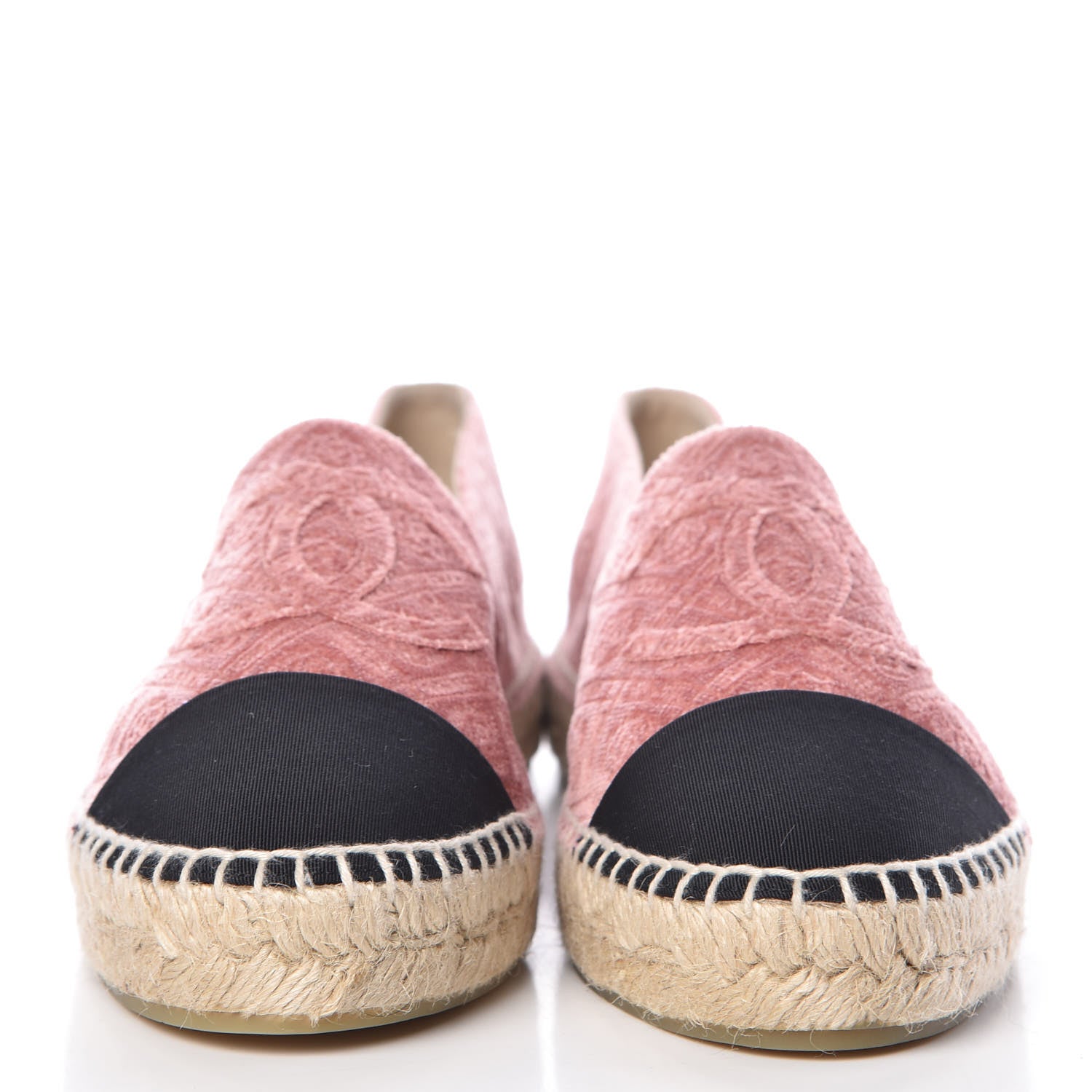 Chanel Velvet Grosgrain Quilted Camellia CC Espadrilles 40 Pink Black 2 of 11