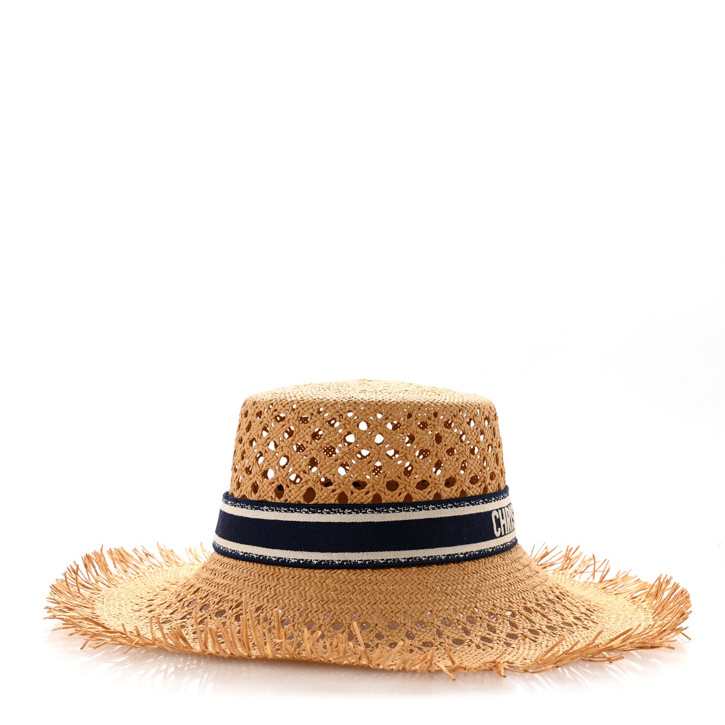 Straw Embroidered Bob Naughtily Large Brim Hat 58 Blue Multicolor