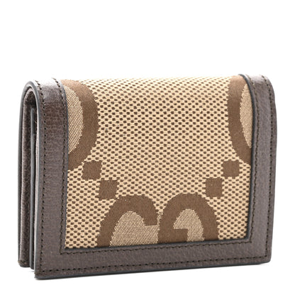 Gucci Monogram Jumbo GG Textured Dollar Calfskin Diana Card Case Wallet Camel Ebony New Acero 3 of 9