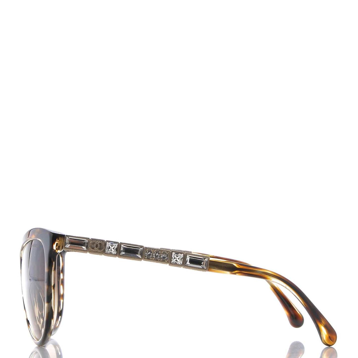 Crystal Baguette Cat Eye Bijou Sunglasses 5307-B Tortoise