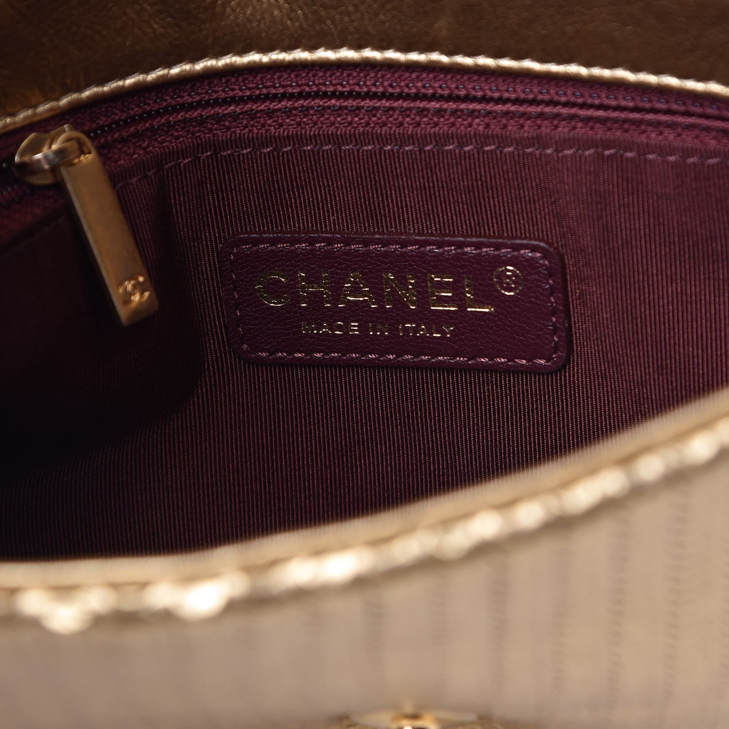 Chanel Metallic Lambskin Laser Cut Wristlet Gold 6 of 7