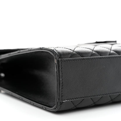 Saint Laurent Grain De Poudre Textured Mixed Matelasse Large Triquilt Monogram Monochrome Satchel Black 9 of 10