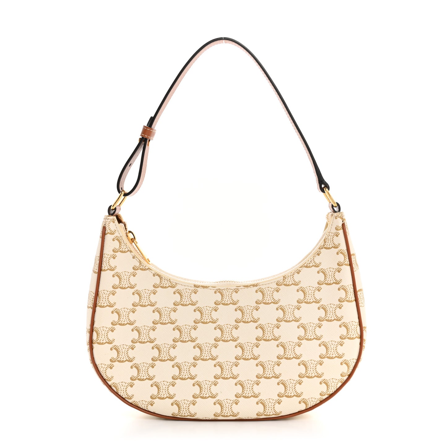 Canvas Calfskin Ava Triomphe Shoulder Bag White