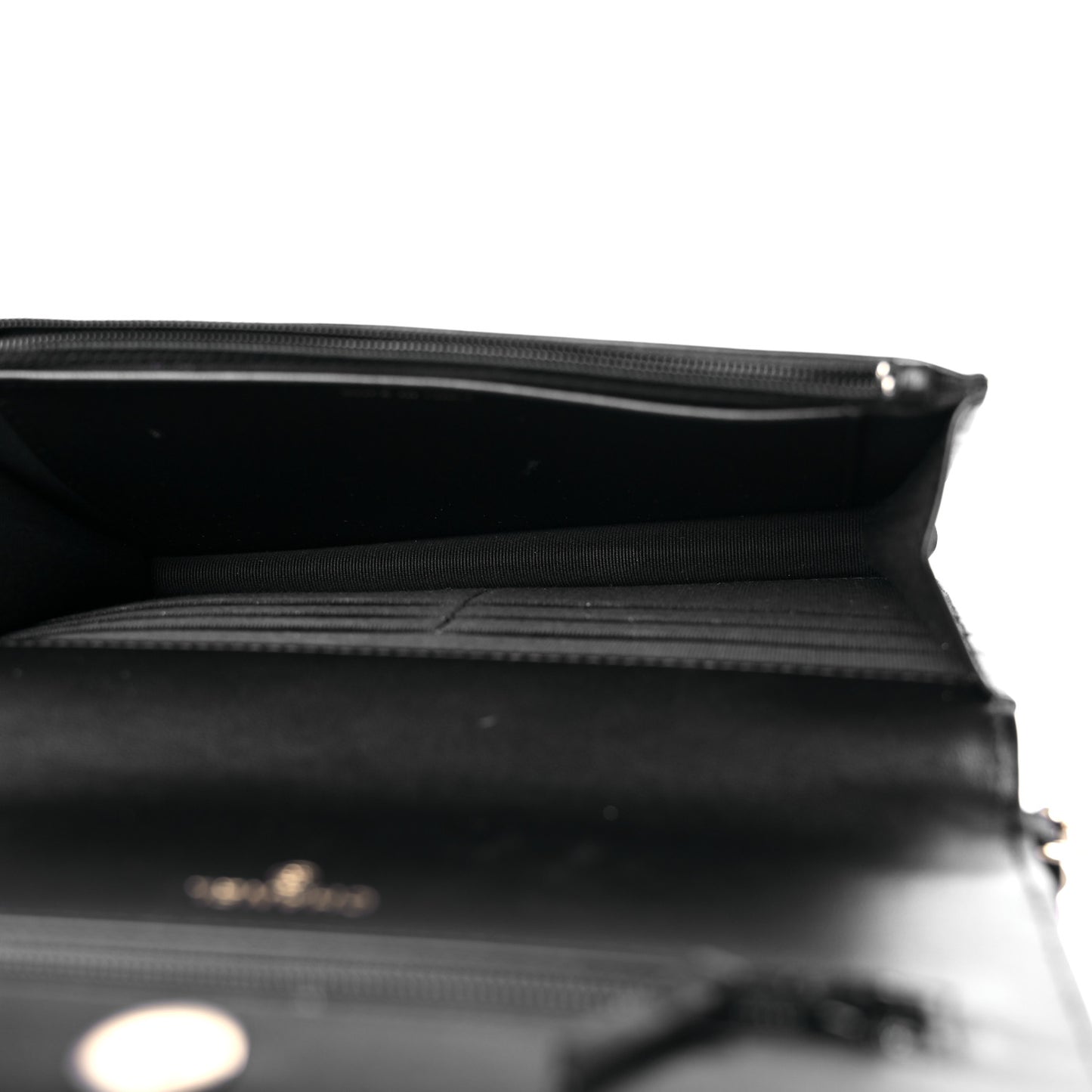 Lambskin Quilted Pearl Wallet On Chain WOC Black