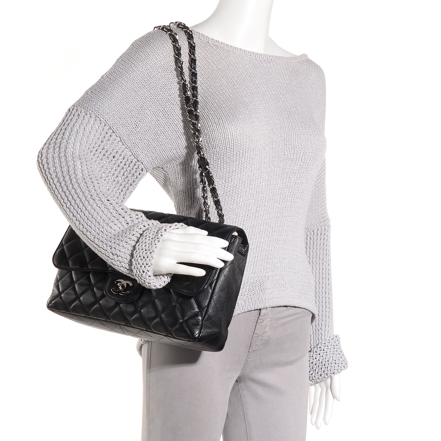 Chanel Caviar Quilted Jumbo Single Flap Black 2 of 9