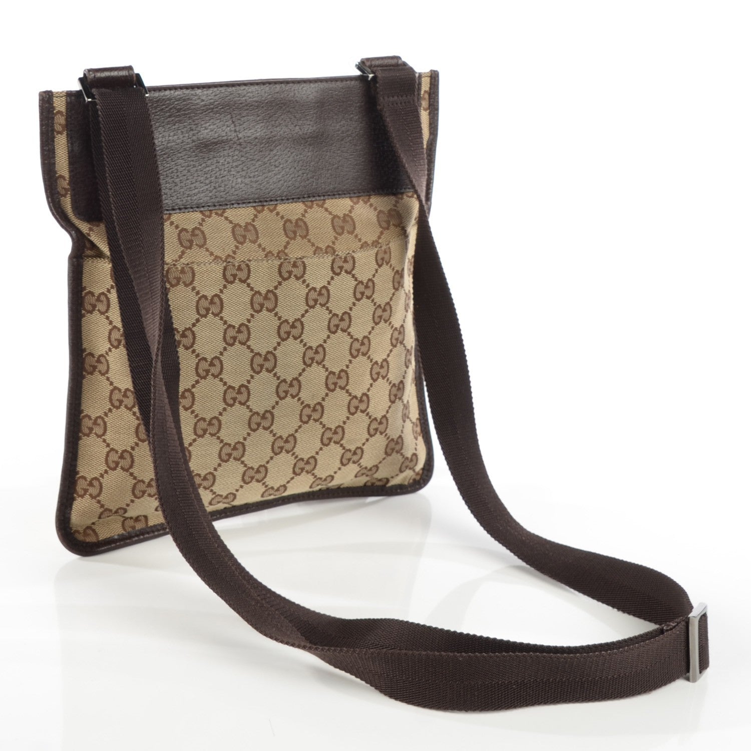 Gucci Monogram Flat Messenger Bag Dark Brown 3 of 7