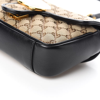Gucci Monogram Matelasse Diagonal Mini GG Marmont Shoulder Bag Beige Black 9 of 10