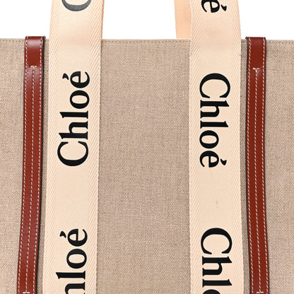 Chloe Cotton Calfskin Medium Woody Ribbon Tote White Brown 8 of 15