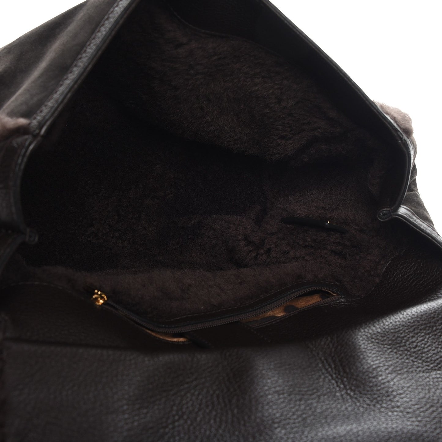 Suede Shearling Large Miss Sicily Satchel Brown