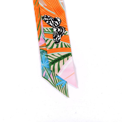 Hermes Silk Jaguar Quetzal Twilly Rose Beige Orange 2 of 4