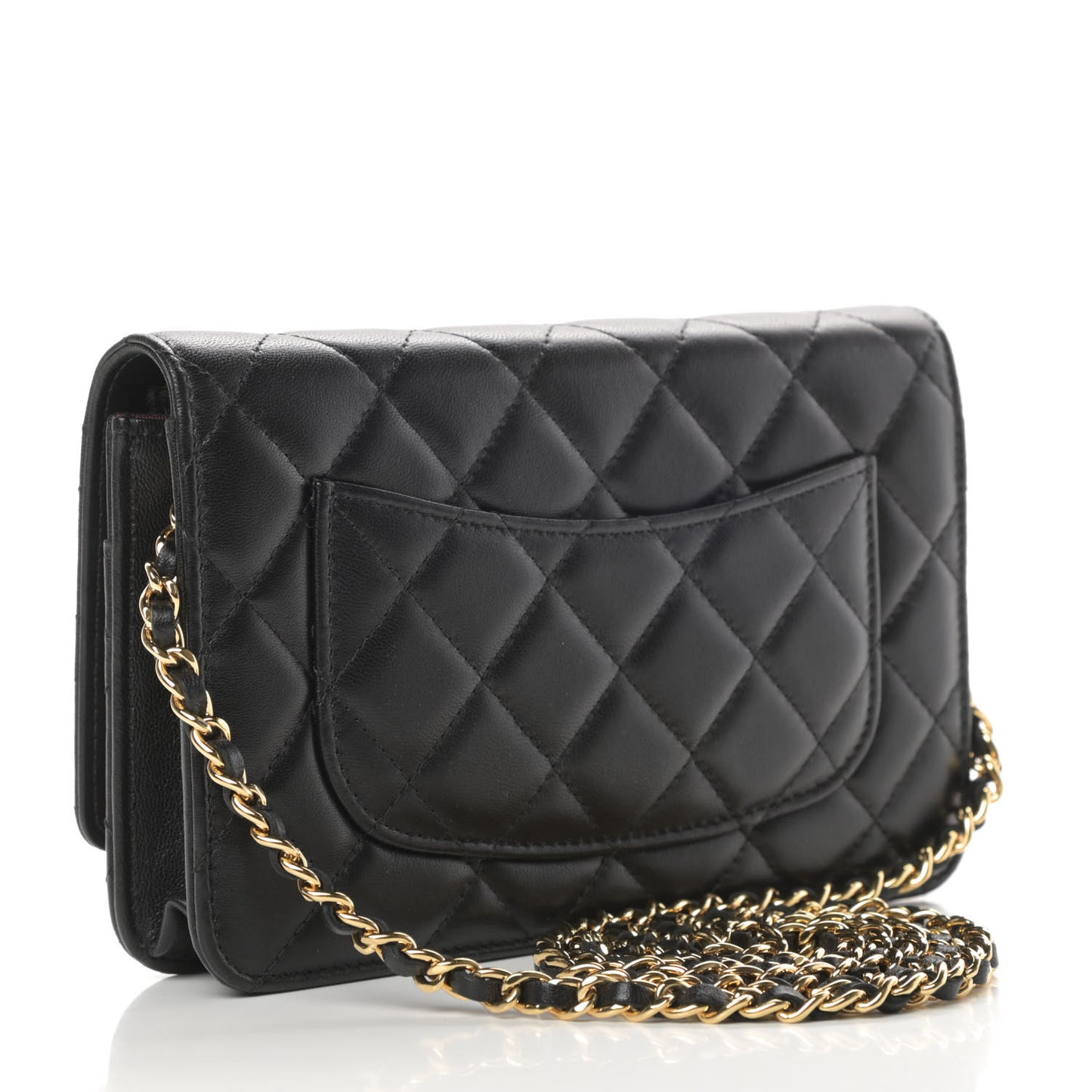 Lambskin Quilted Wallet On Chain WOC Black