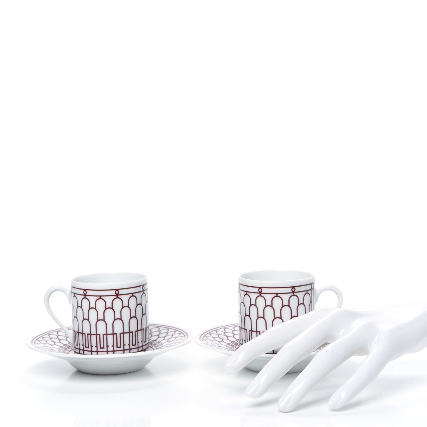 Porcelain H Deco Coffee Cup And Saucer Set Of 2 Rouge
