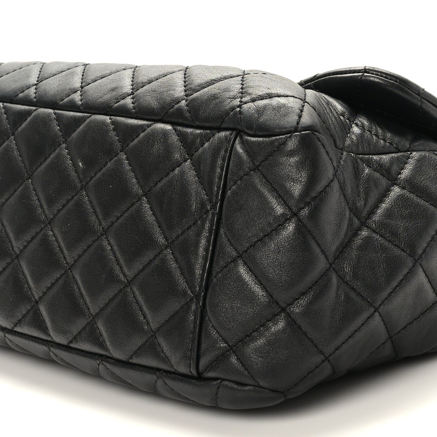 Calfskin Quilted Small XXL Travel Flap Bag Black