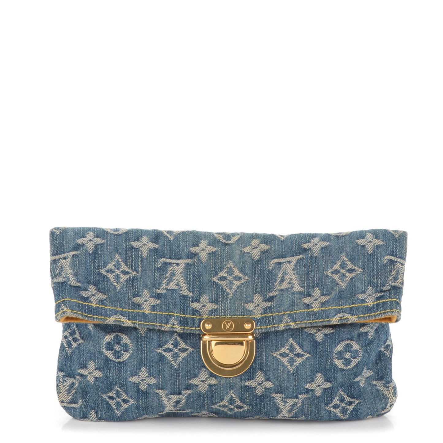 Monogram Denim Pochette Plat Clutch Blue