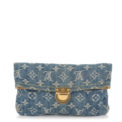 Louis Vuitton Monogram Denim Pochette Plat Clutch Blue 1 of 6