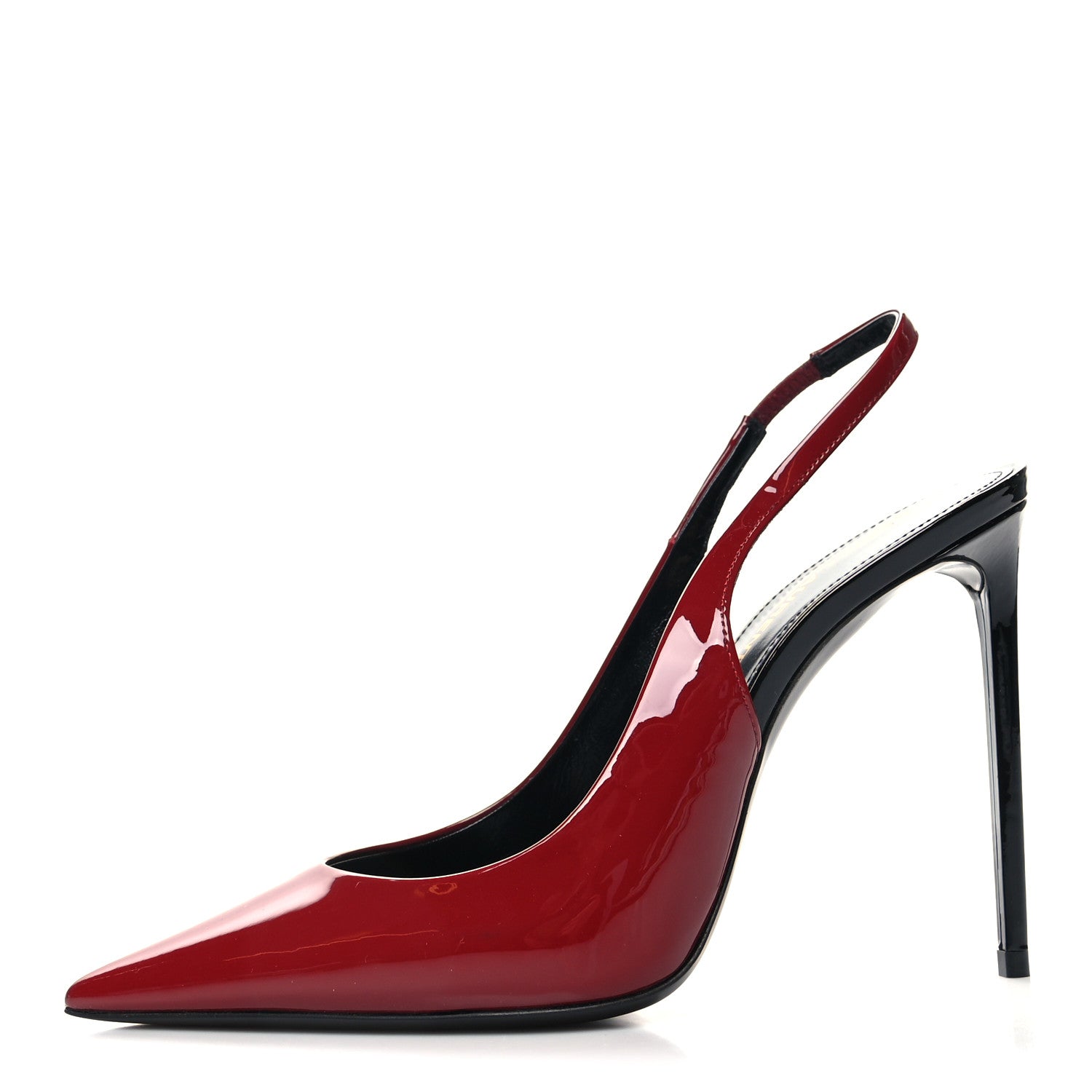 Saint Laurent Patent Calfskin Zoe 105 Slingback Pump 38 Red 1 of 9