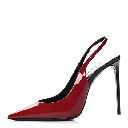 Saint Laurent Patent Calfskin Zoe 105 Slingback Pump 38 Red 1 of 9