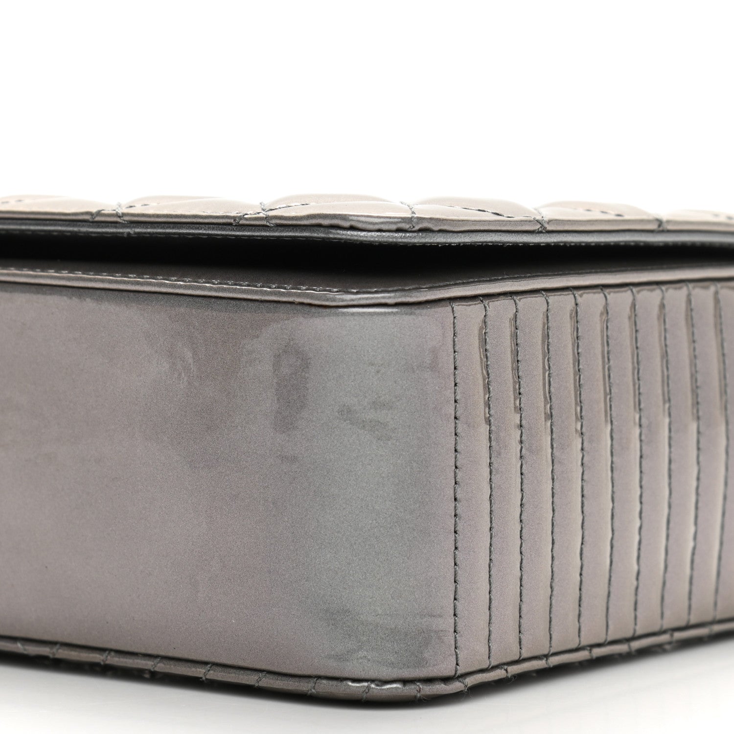 Chanel Metallic Patent Quilted Medium Coco Boy Flap Dark Silver 10 of 11
