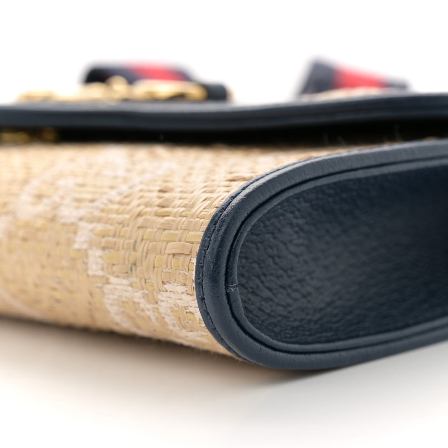 Raffia Textured Dollar Calfskin GG Monogram Web Small Horsebit 1955 Crossbody Bag