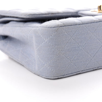 Chanel Jersey Quilted Medium Double Flap Light Blue 15 of 16