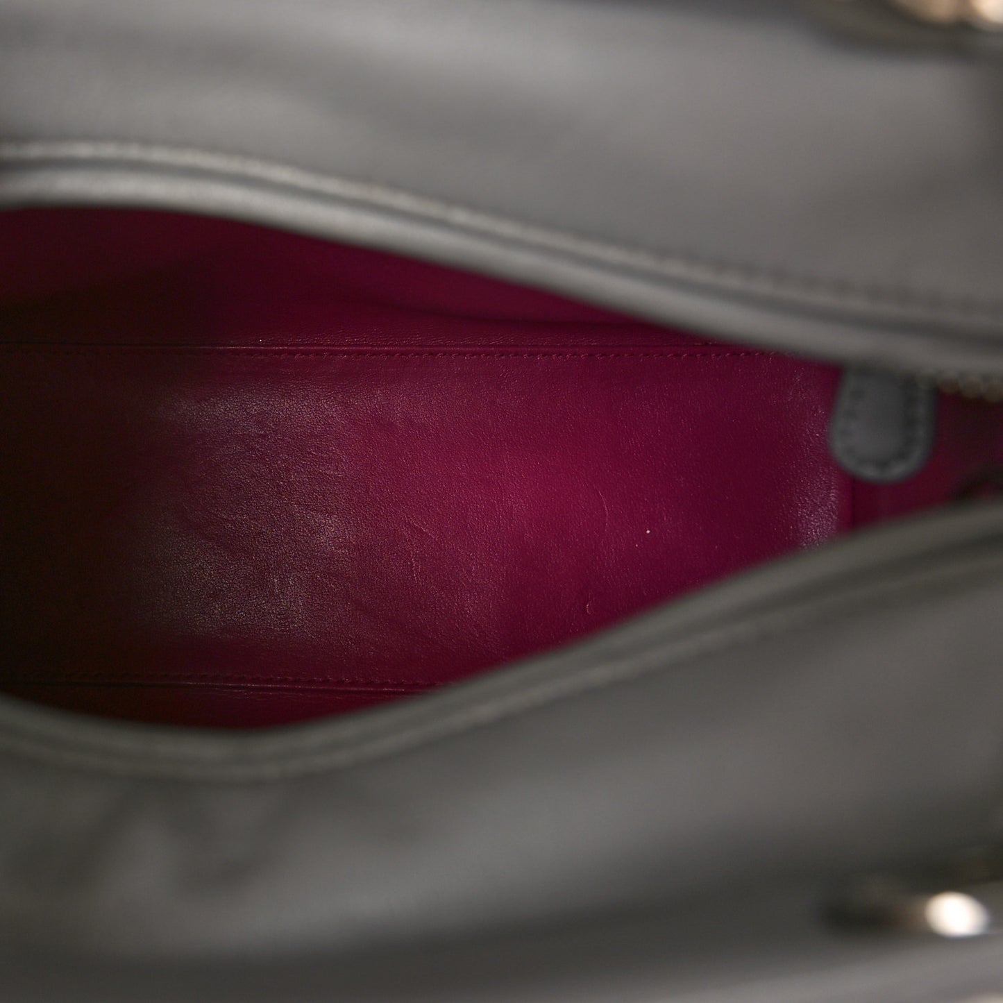 Lambskin Cannage Medium Lady Dior Grey Fuchsia