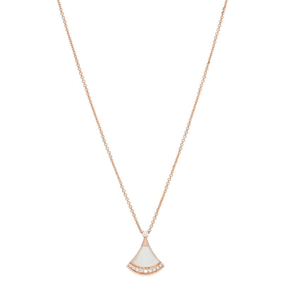 Bulgari 18K Rose Gold Diamond Mother of Pearl Divas' Dream Pave Pendant Necklace 1 of 5