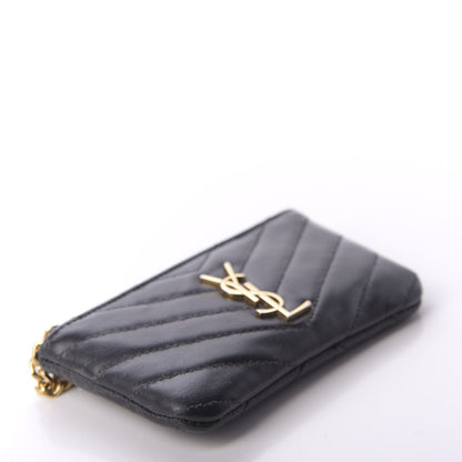 Saint Laurent Calfskin Matelasse Monogram Key Pouch Black 4 of 7