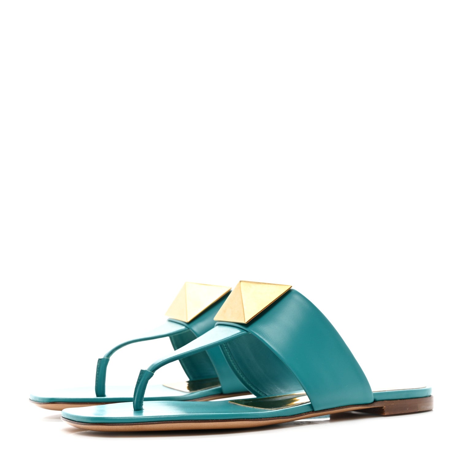 Valentino Garavani Calfskin One Stud Flat Thong Sandals 36 Ultramar 3 of 9