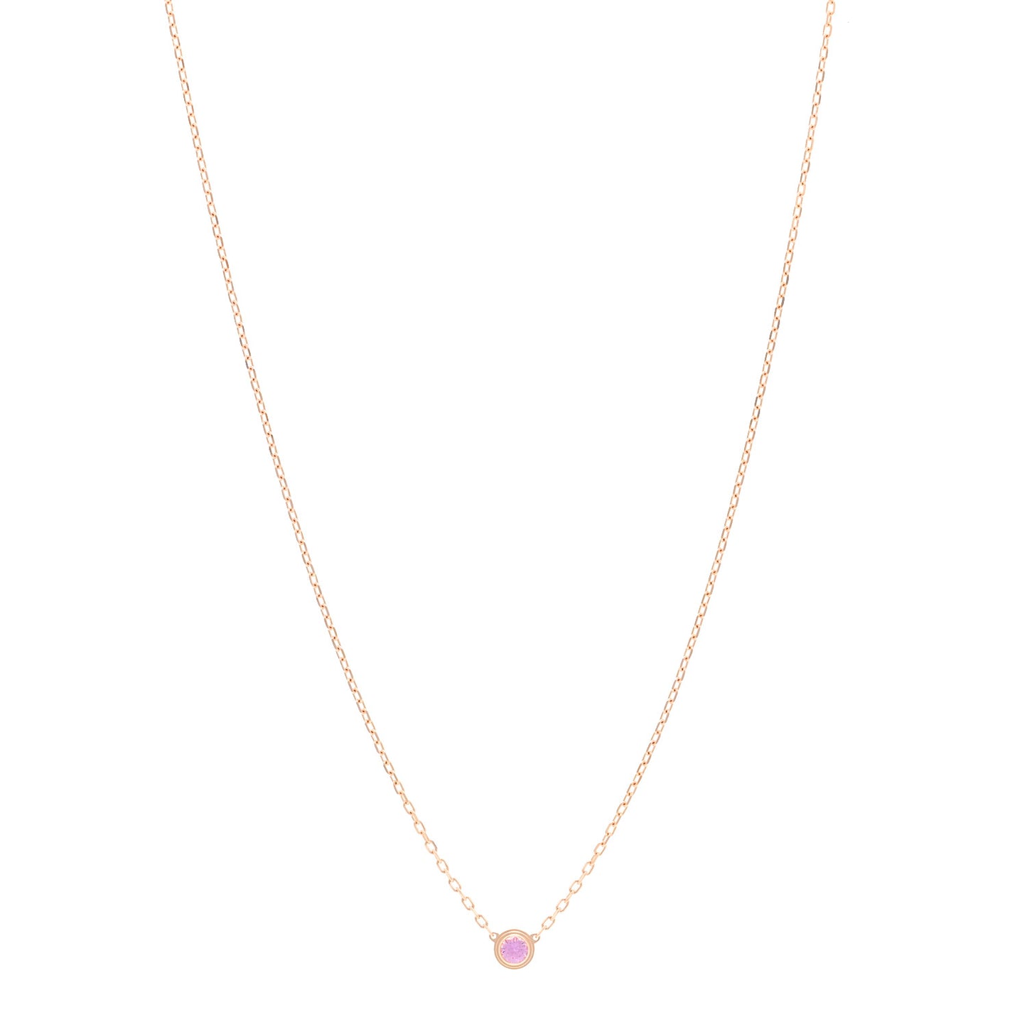 18K Pink Gold Pink Sapphire D'Amour Pendant Necklace