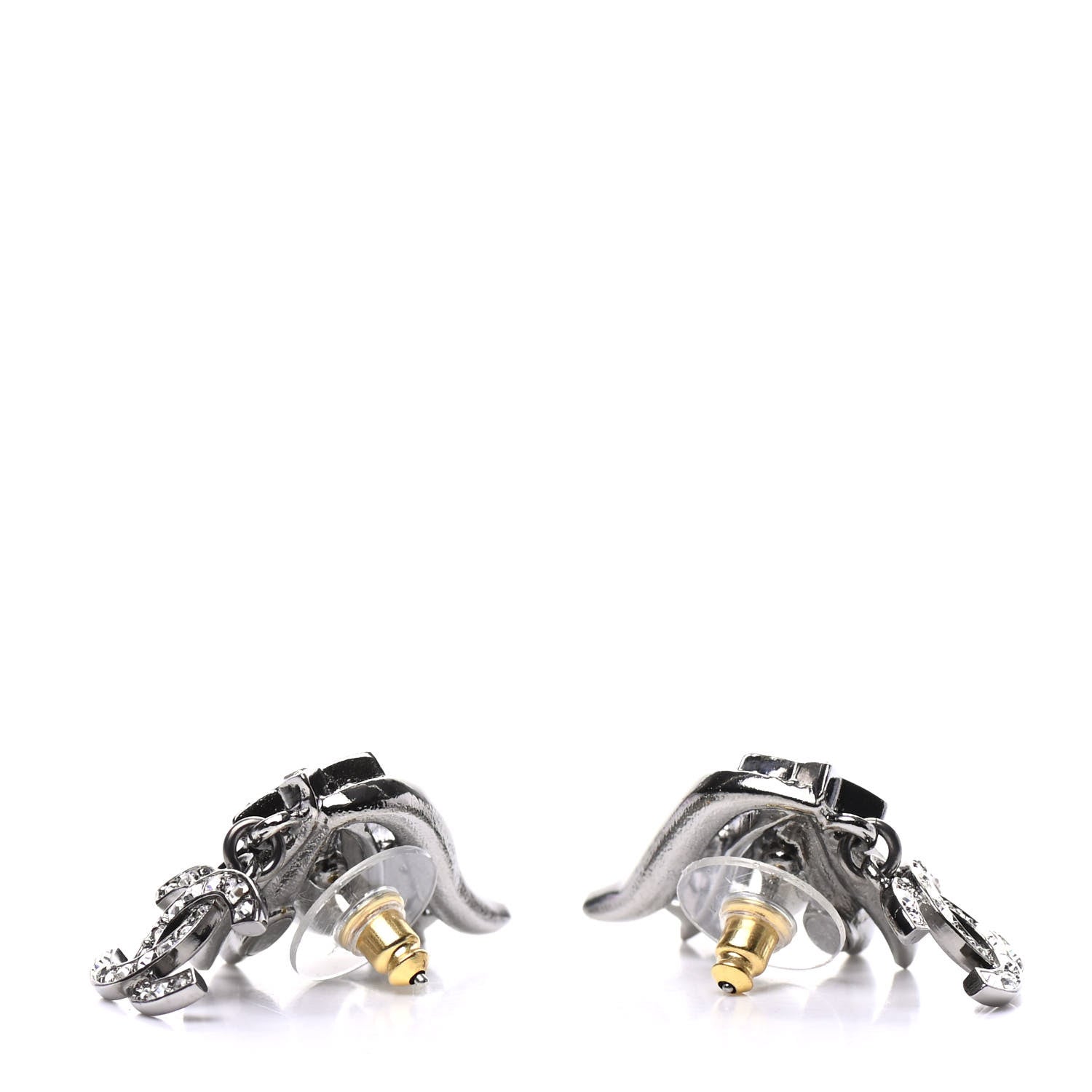 Chanel Crystal CC Star Earrings Silver 3 of 5