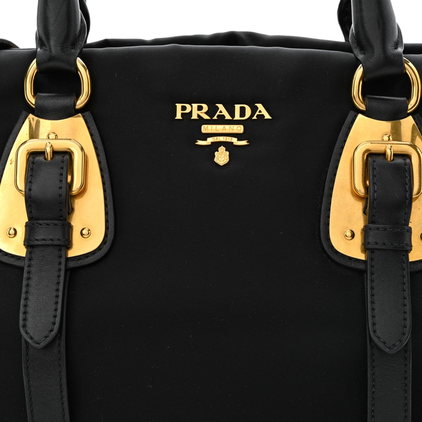 Tessuto Nylon Soft Calfskin Shopping Satchel Black