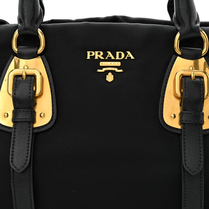 Prada Tessuto Nylon Soft Calfskin Shopping Satchel Black 10 of 13