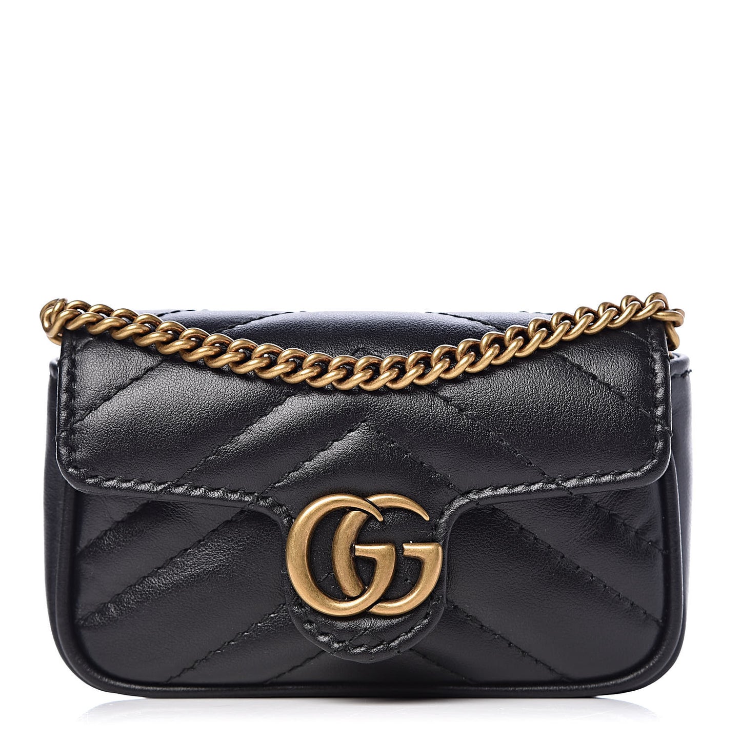 Calfskin Matelasse GG Marmont 2.0 Coin Purse On A Chain Black