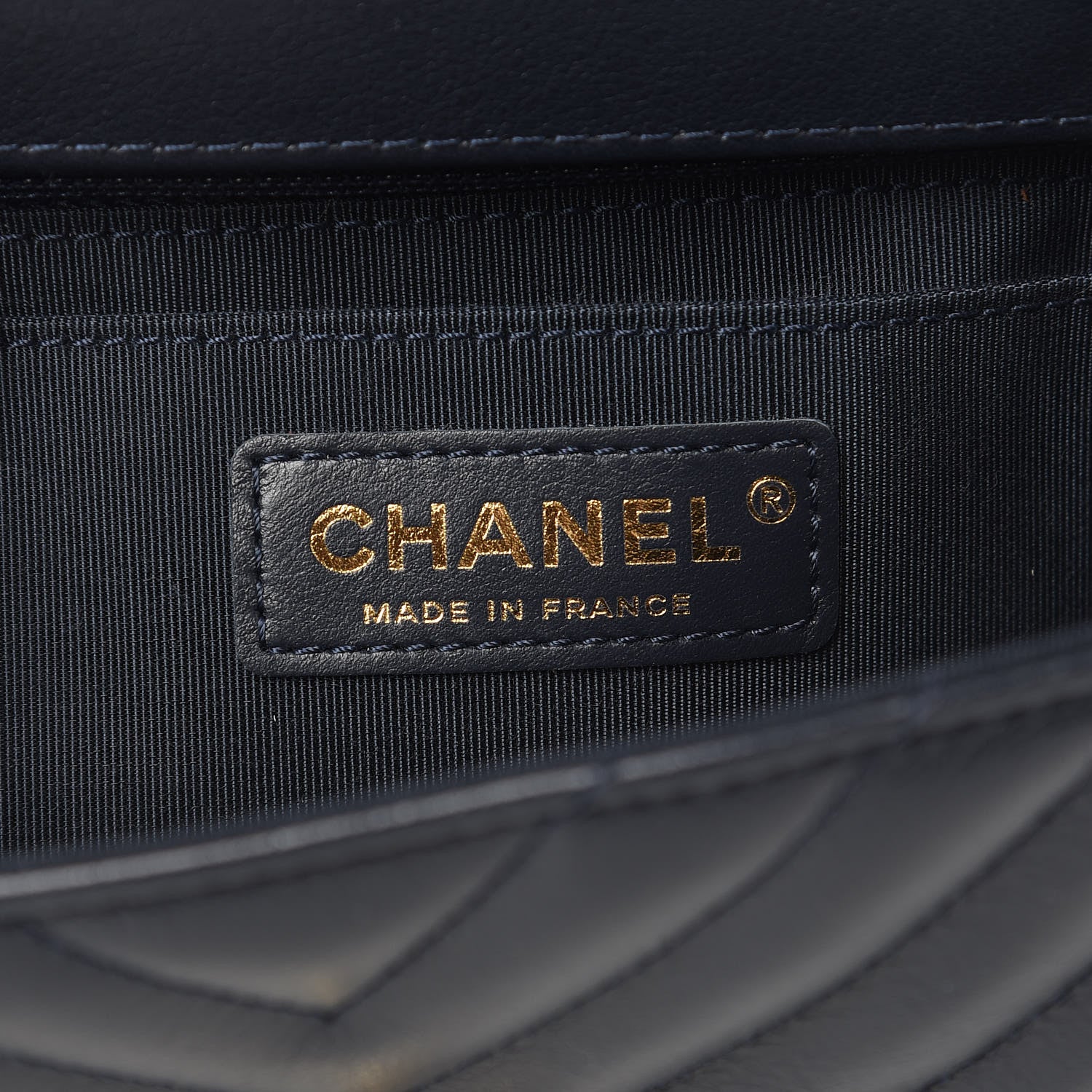 Chanel Calfskin Chevron Quilted Mini Statement Flap Navy Blue 5 of 10